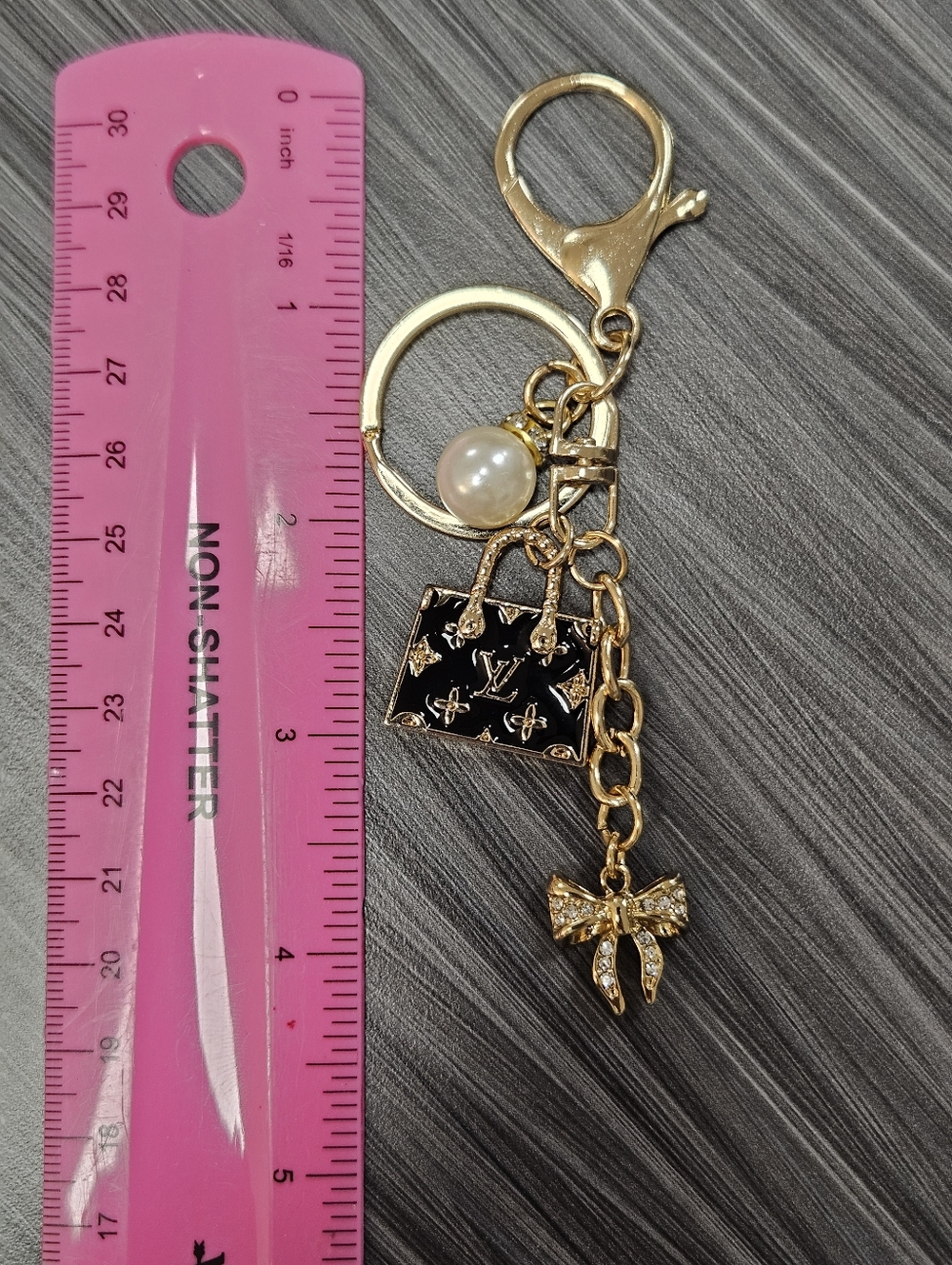 NEW LV Stamped Black Enamel Purse Charm Reimagined On Handmade Bag Charm - Picture 11 of 11